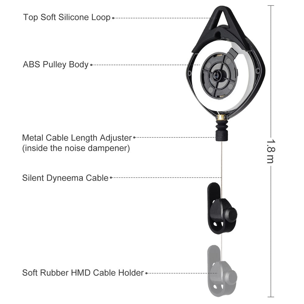 MFTDE 3Pcs for HTC Vive Pro/Oculus Rift/Oculus Quest Link/Oculus Quest 2 Retractable Ceiling Pulley VR Cable Management System