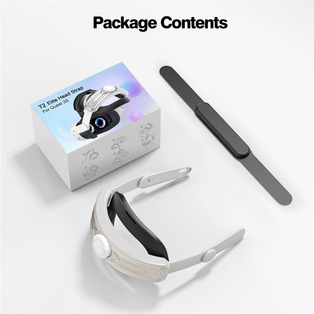 For Meta Quest 3S T2 Elite Head Strap ABS+Sponge Soft Cushion Adjustable Headband