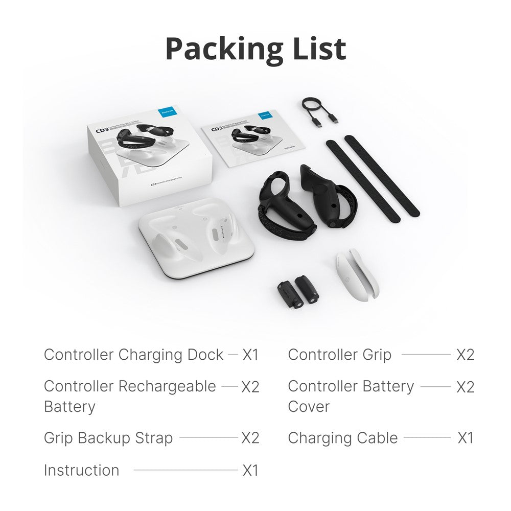 BOBOVR CD3 For Meta Quest 3 / Meta Quest 3S VR Grip Controller Charging Dock