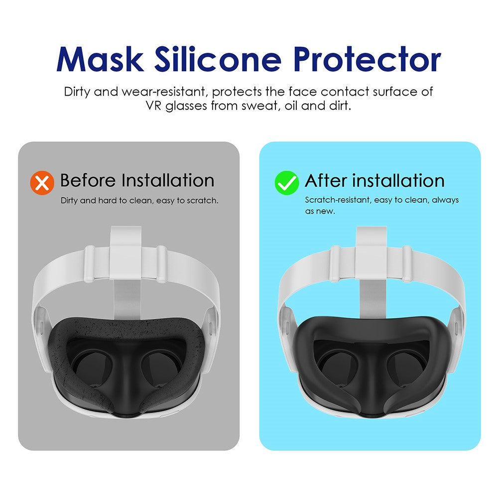 WOLMTT For Meta Quest 3 VR Silicone Eye Mask Anti-sweat Protective Cover