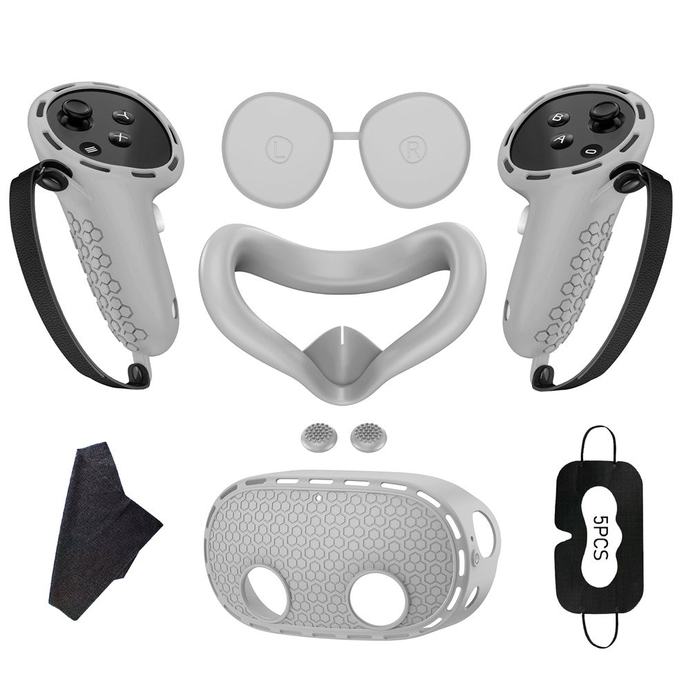 For Meta Quest 3S Silicone Accessory Set with VR Headset Cover / Controller Grips / Face Mask