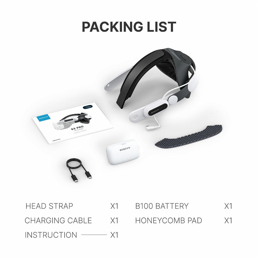 BOBOVR E3 Pro For Meta Quest 3 / 3S Head Strap with 10000mAh Battery VR Headset Headband