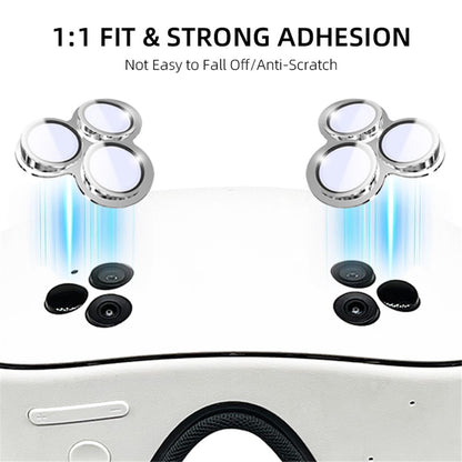 2Pcs For Meta Quest 3S Front Lens Alloy + Tempered Glass Anti-Explosion Protective Film