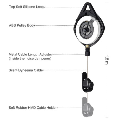 MFTDE 3Pcs for HTC Vive Pro/Oculus Rift/Oculus Quest Link/Oculus Quest 2 Retractable Ceiling Pulley VR Cable Management System