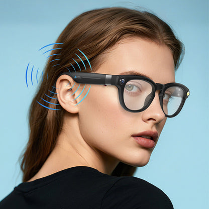 Q8 AI Translator Smart Glasses 8MP HD Camera Video Recording Bluetooth-compatible Call Music Eyeglasses, 32GB Storage