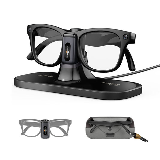 BOBOVR CG2 Charging Dock for Meta Ray-Ban Wayfarer / Skyler / Headliner Smart AI Glass 3 in 1 Charging Station with Portable Battery Clip and Travel Case