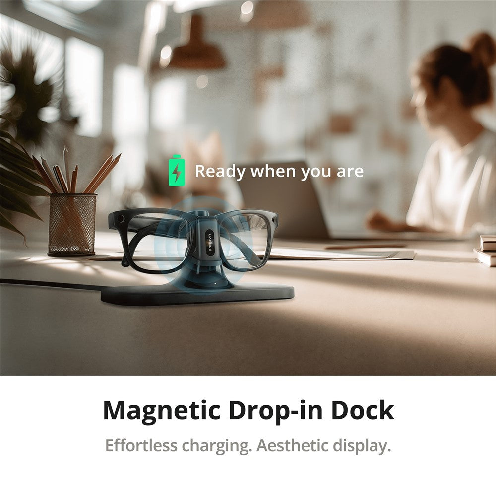 BOBOVR CG2 Charging Dock for Meta Ray-Ban Wayfarer / Skyler / Headliner Smart AI Glass 3 in 1 Charging Station with Portable Battery Clip and Travel Case