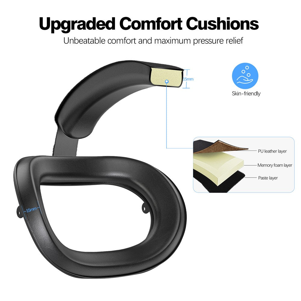 For Meta Quest 3S T2 Elite Head Strap ABS+Sponge Soft Cushion Adjustable Headband