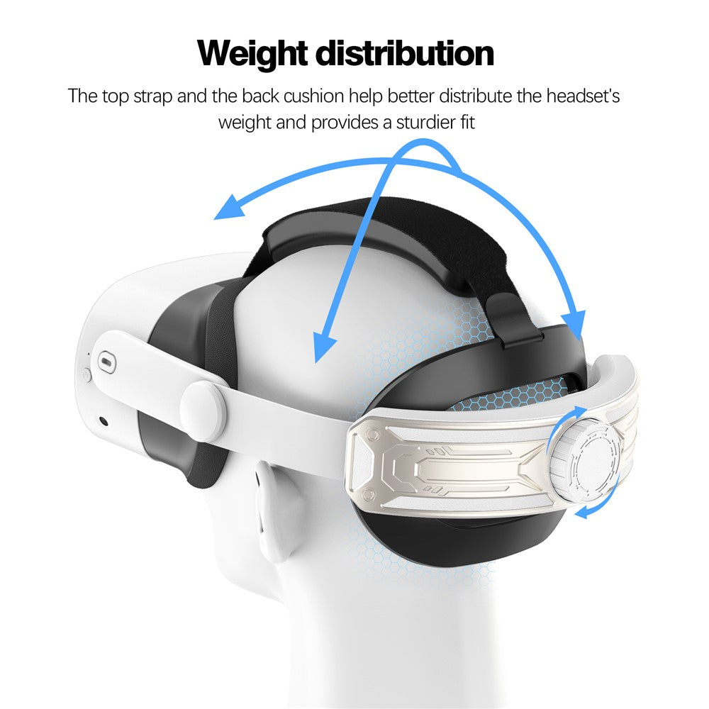 For Meta Quest 3S T2 Elite Head Strap ABS+Sponge Soft Cushion Adjustable Headband