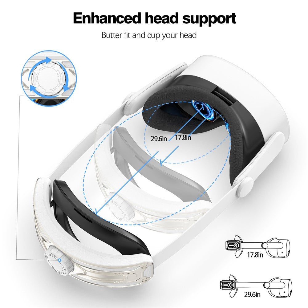 For Meta Quest 3S T2 Elite Head Strap ABS+Sponge Soft Cushion Adjustable Headband