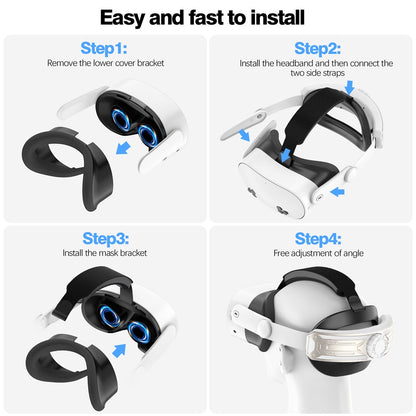 For Meta Quest 3S T2 Elite Head Strap ABS+Sponge Soft Cushion Adjustable Headband