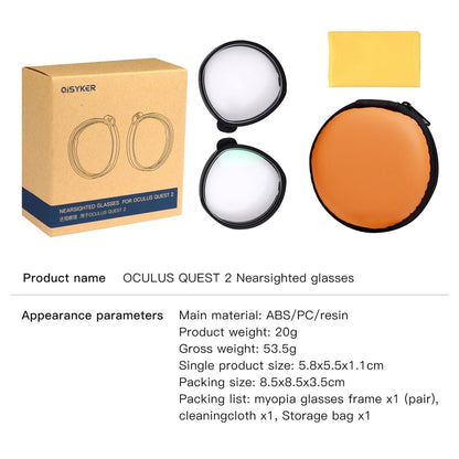QISYKER 1 Pair VR Glasses Eye Protection Myopia Lens for Oculus Quest 2, 300-800 Degrees Myopia/50-200 Degrees Astigmatism/1.6 Lens