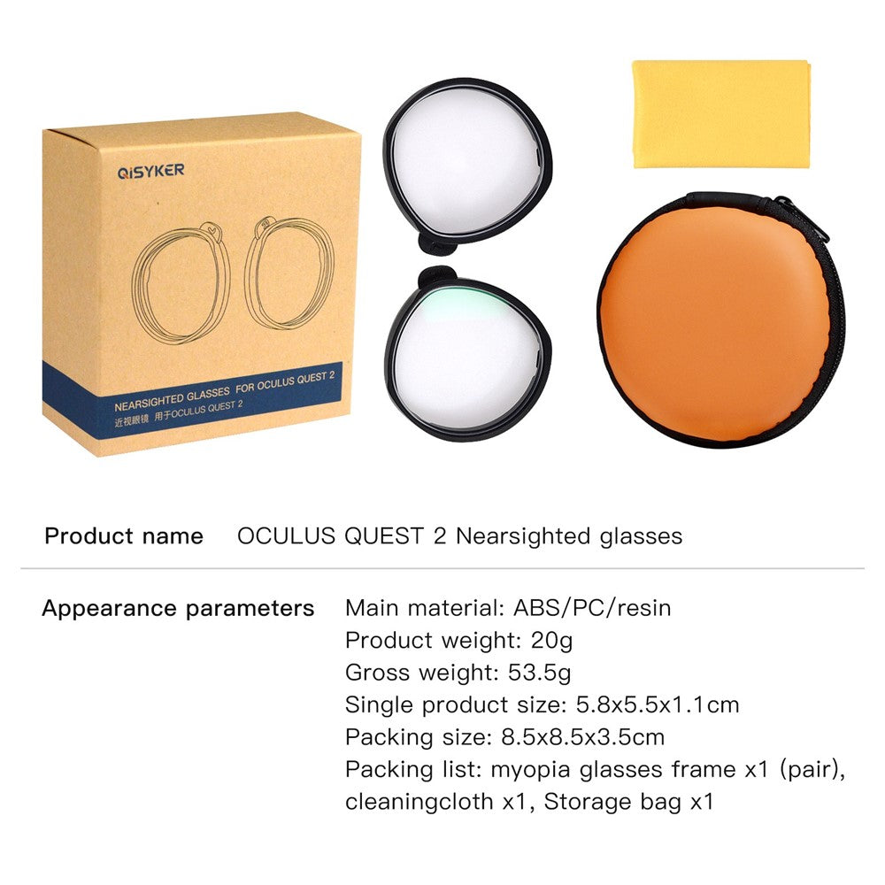 QISYKER 1 Pair VR Glasses Myopia Lens for Oculus Quest 2, 0-500 Degrees Myopia/50-200 Degrees Astigmatism/1.56 Lens