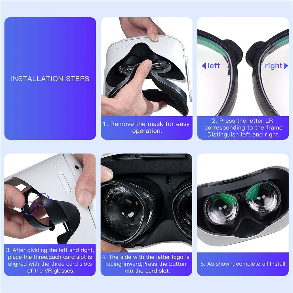 QISYKER 1 Pair Eye Protection VR Glasses Myopia Lens for Oculus Quest 2, 300-800 Degrees Myopia/225-400 Degrees Astigmatism/1.6 Lens
