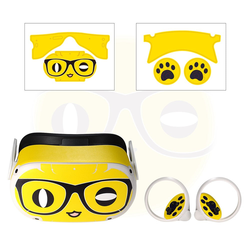 QISYKER For Oculus Quest 2 VR Glasses Cartoon PVC Protective Decals Decoration Sticker