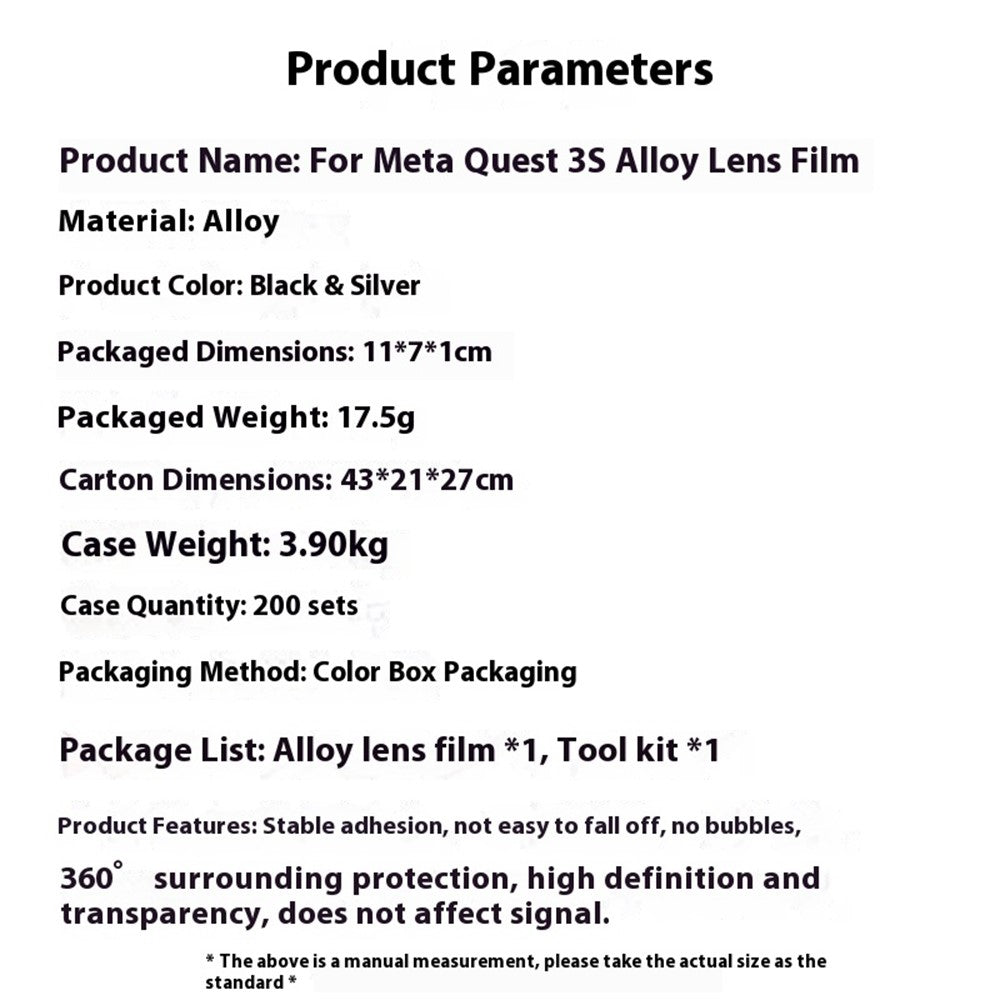 1 Pair For Meta Quest 3S Lens Protector Tempered Glass Alloy Anti-Explosion VR Headset Lens Film