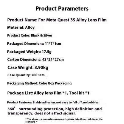 1 Pair For Meta Quest 3S Lens Protector Tempered Glass Alloy Anti-Explosion VR Headset Lens Film