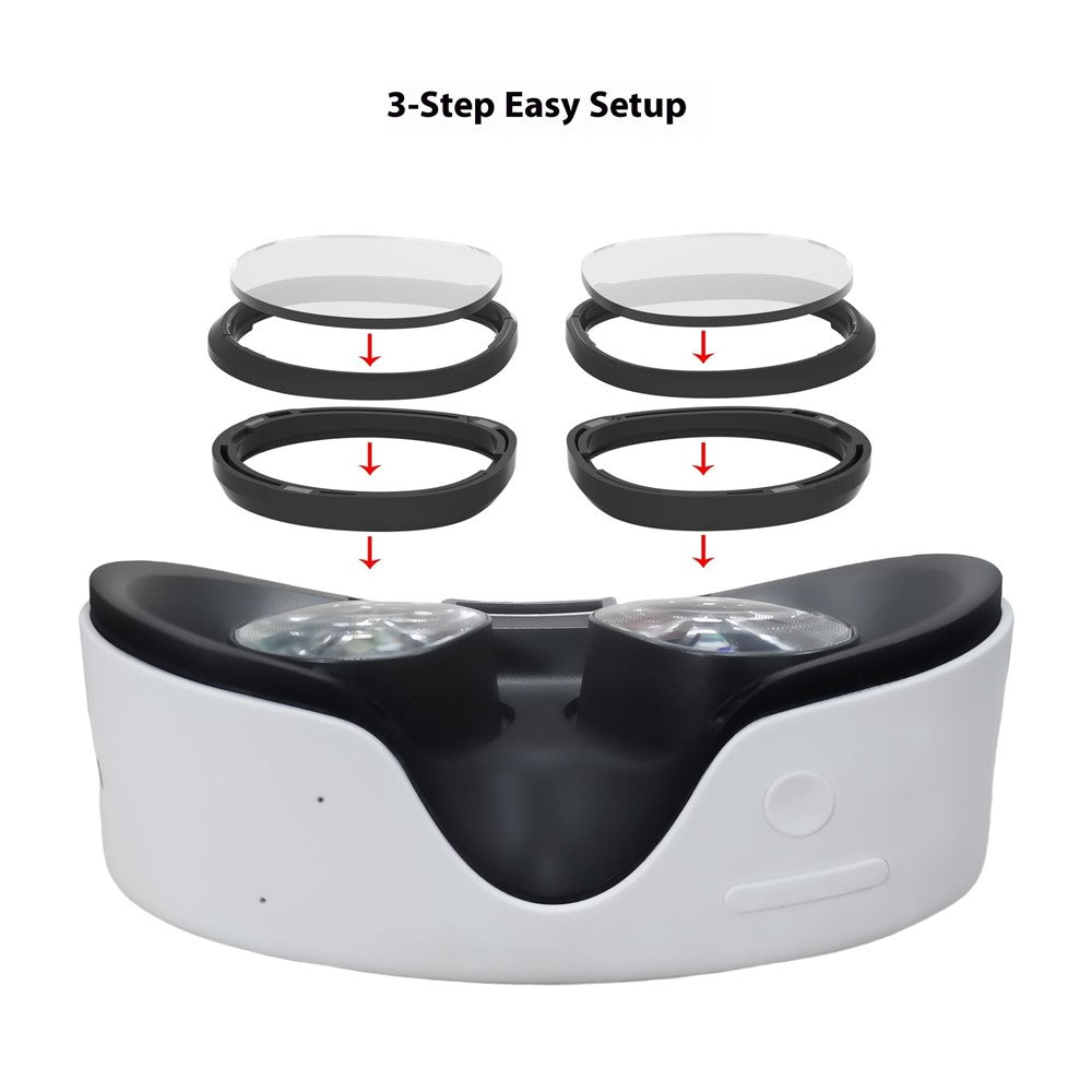 1 Pair For Meta Quest 3S VR Glasses Myopia Lens Magnetic PC Frame Resin Lens, -6.25 D to -10.00 D Myopia