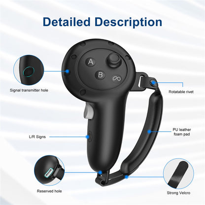 For Meta Quest 3S / 3 Controller Grips Silicone Cover with Straps and Lens Protector
