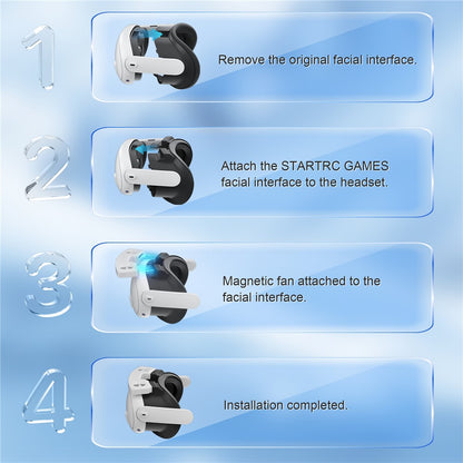 STARTRC GAMES For Meta Quest 3S VR Face Mask Magnetic Cooling Fan Leather  /  Lycra Foam Pad Breathable Face Cover