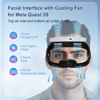 STARTRC GAMES For Meta Quest 3S VR Face Mask Magnetic Cooling Fan Leather  /  Lycra Foam Pad Breathable Face Cover