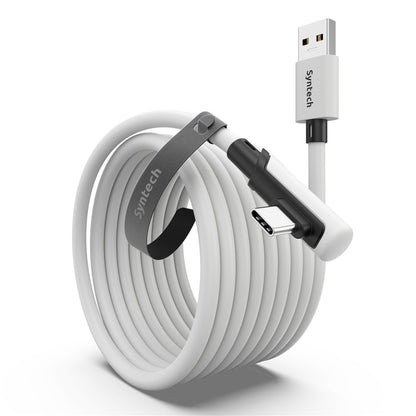 SYNTECH 5m USB A to USB C L Shaped VR Link Cable for Meta Quest 3S  /  Quest 3  /  Quest 2  /  Pro  /  Pico 4 PC VR Gaming Data Cord