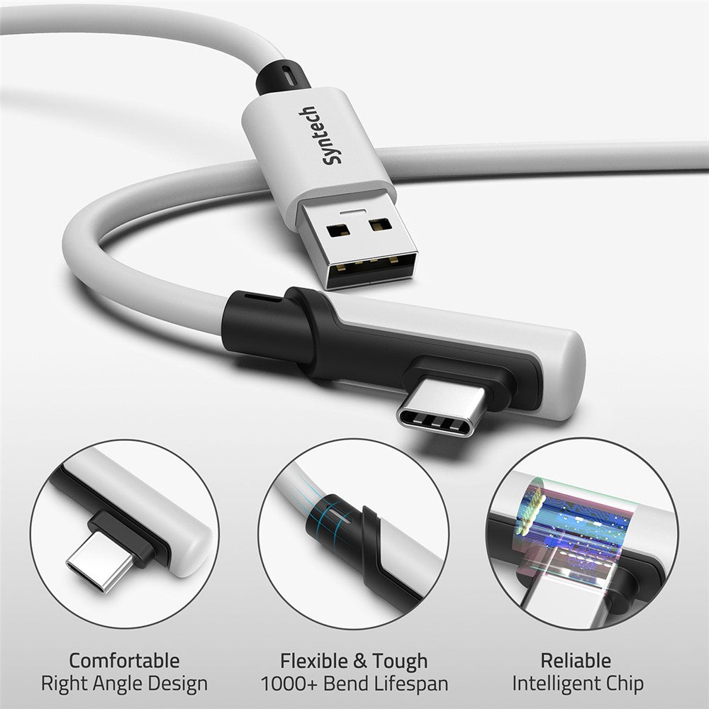 SYNTECH 5m USB A to USB C L Shaped VR Link Cable for Meta Quest 3S  /  Quest 3  /  Quest 2  /  Pro  /  Pico 4 PC VR Gaming Data Cord