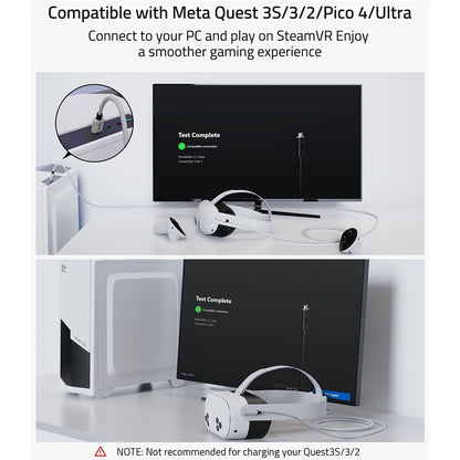 SYNTECH 5m USB A to USB C L Shaped VR Link Cable for Meta Quest 3S  /  Quest 3  /  Quest 2  /  Pro  /  Pico 4 PC VR Gaming Data Cord
