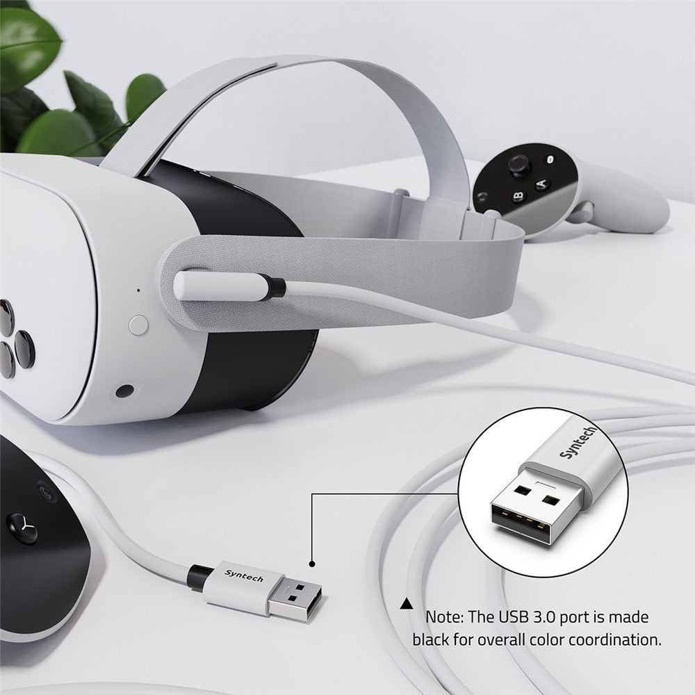 SYNTECH 5m USB A to USB C L Shaped VR Link Cable for Meta Quest 3S  /  Quest 3  /  Quest 2  /  Pro  /  Pico 4 PC VR Gaming Data Cord