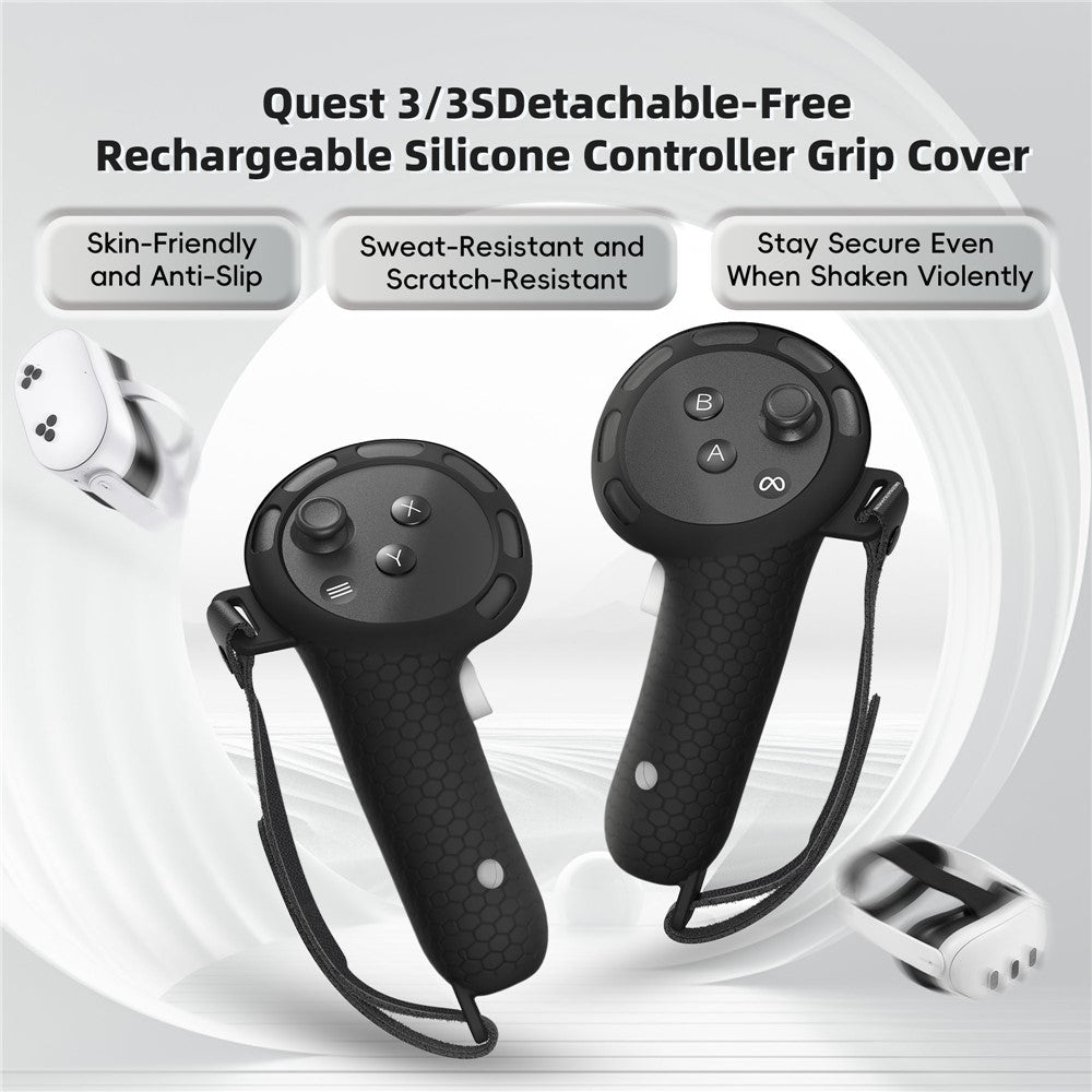 STARTRC GAMES For Meta Quest 3 / 3S Controller Sleeve with 2 Batteries, VR Headset Handle Grip Silicone Cover