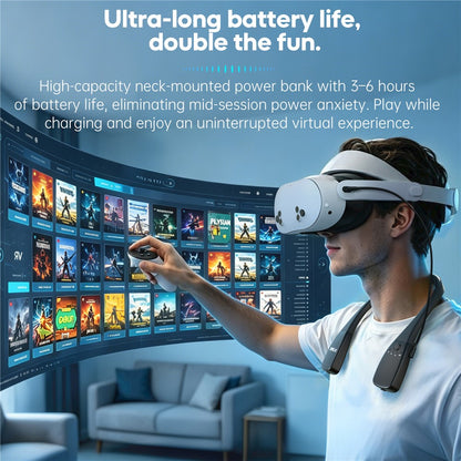 STARTRC GAMES 10000mAh Neck Mounted Power Bank for Meta Quest 3 / 3S / 2 / PICO 4 PD 18W Fast Charging VR Headset Battery Pack