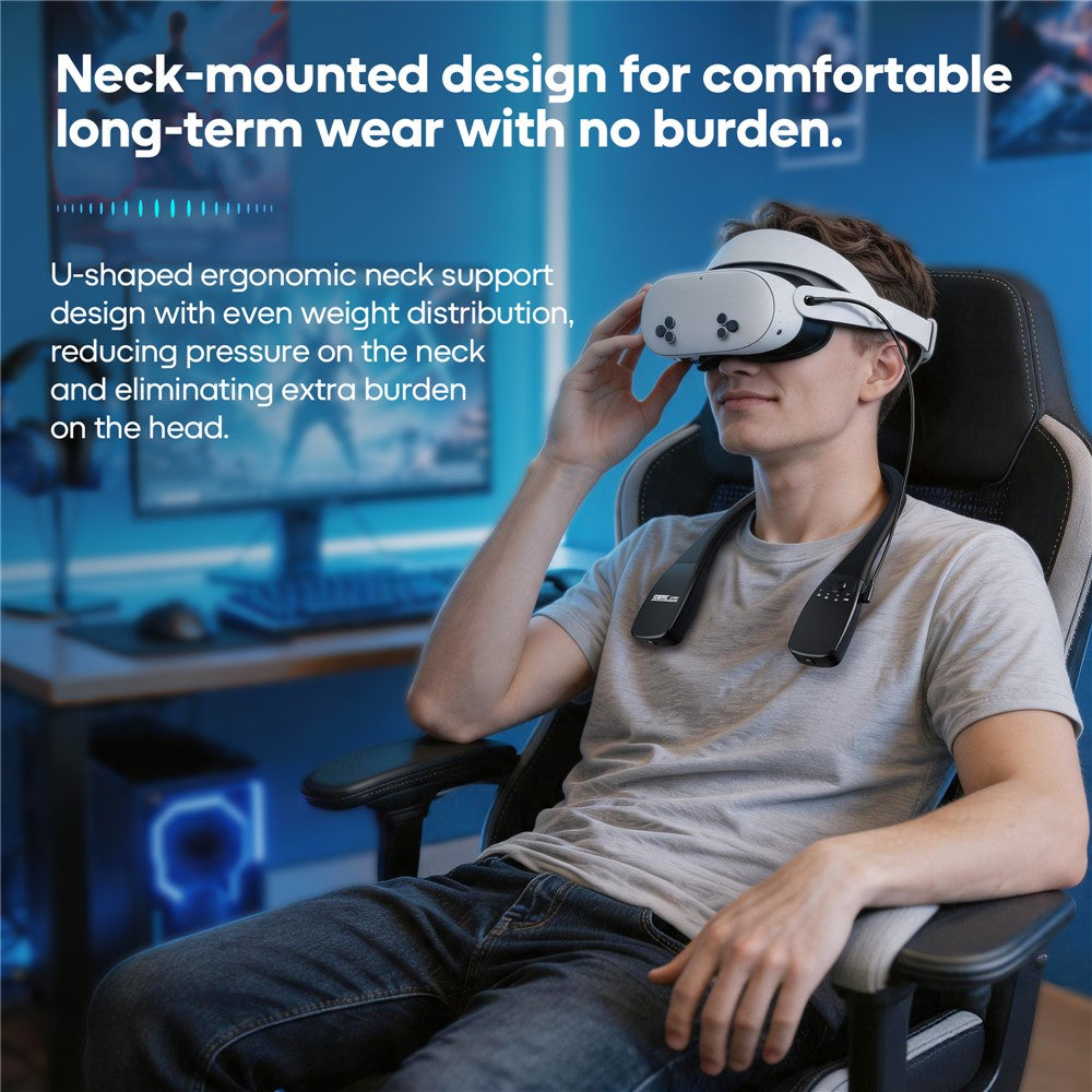STARTRC GAMES 10000mAh Neck Mounted Power Bank for Meta Quest 3 / 3S / 2 / PICO 4 PD 18W Fast Charging VR Headset Battery Pack