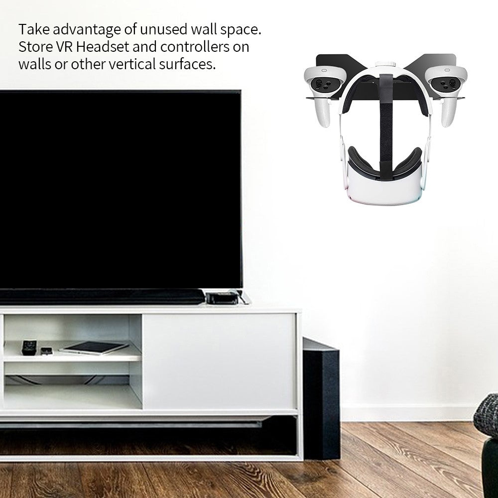 JYS JYS-MQ005 Wall Mounted Hook Stand VR Headset Controller Holder Storage Rack for Oculus Quest 2 / PS VR