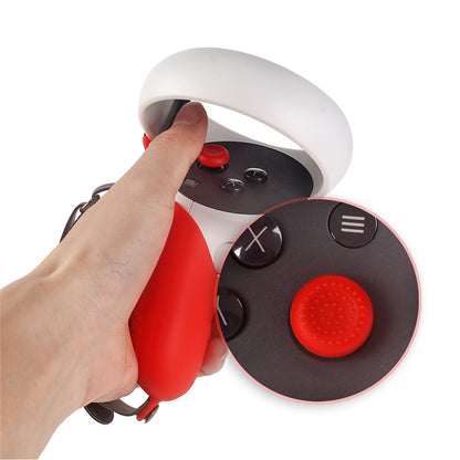 1 Pair Silicone Protective Grip Cover Handle Sleeve Case with Adjustable Palm Strap for Oculus Quest 2 VR Controller