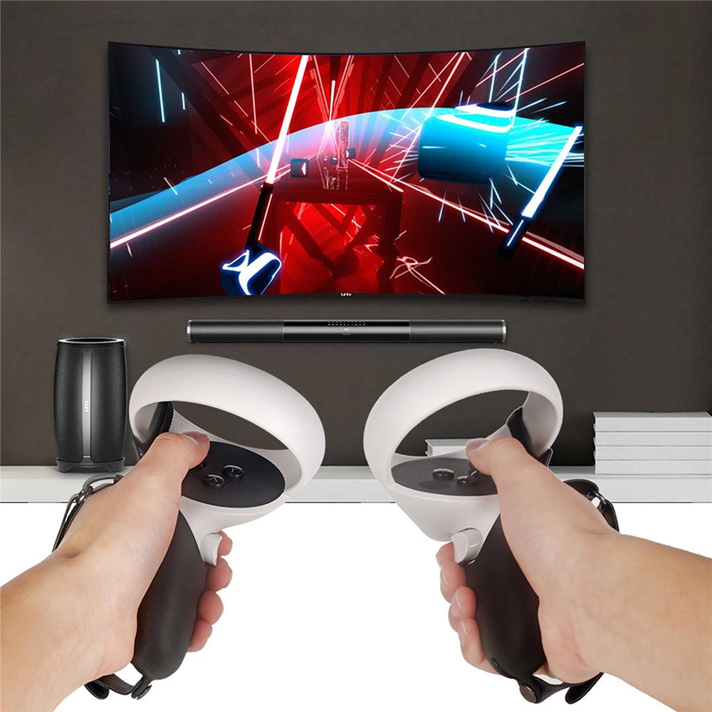 1 Pair Silicone Protective Grip Cover Handle Sleeve Case with Adjustable Palm Strap for Oculus Quest 2 VR Controller