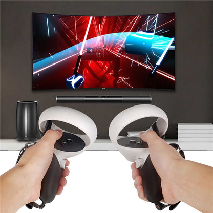 1 Pair Silicone Protective Grip Cover Handle Sleeve Case with Adjustable Palm Strap for Oculus Quest 2 VR Controller