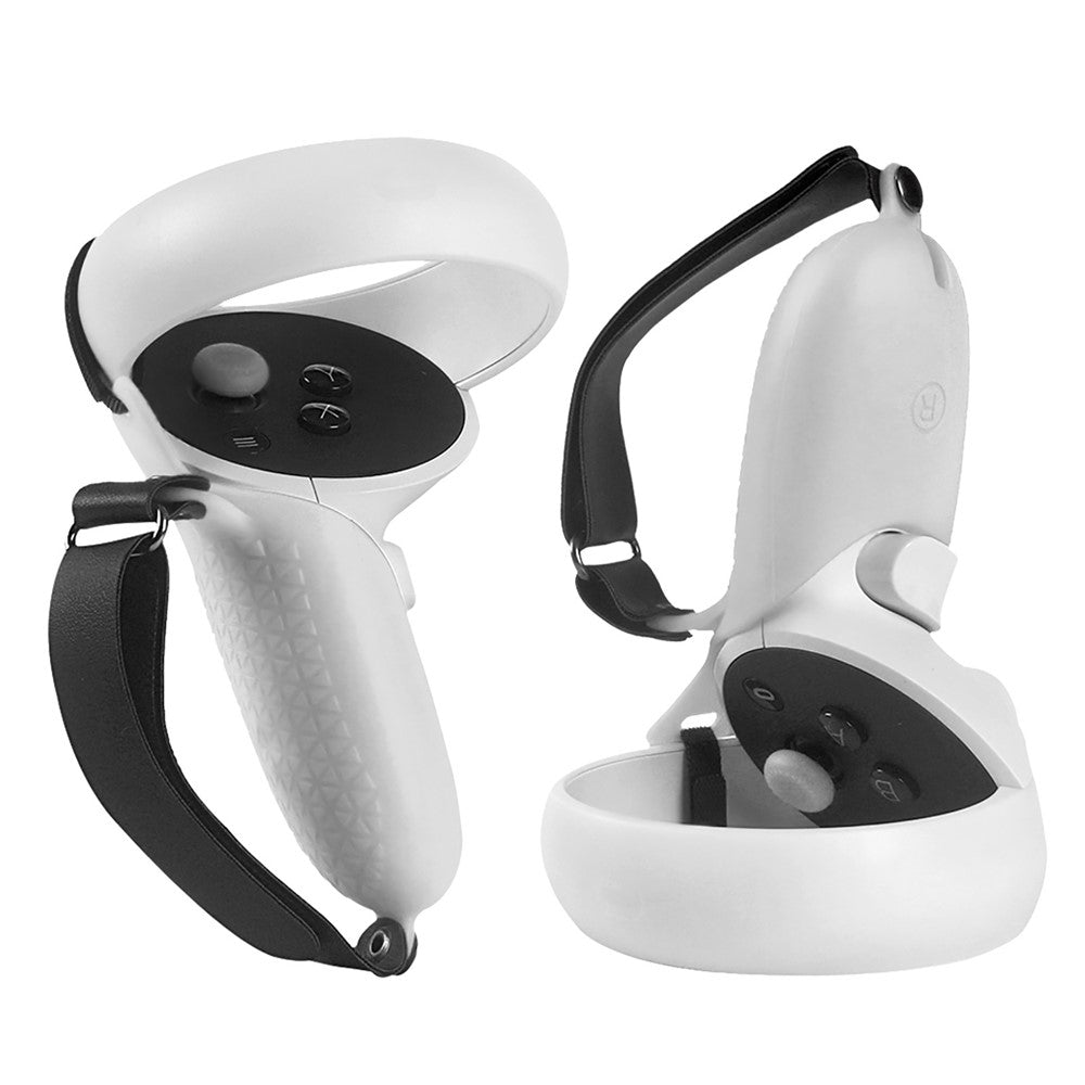 1 Pair Silicone Protective Grip Cover Handle Sleeve Case with Adjustable Palm Strap for Oculus Quest 2 VR Controller