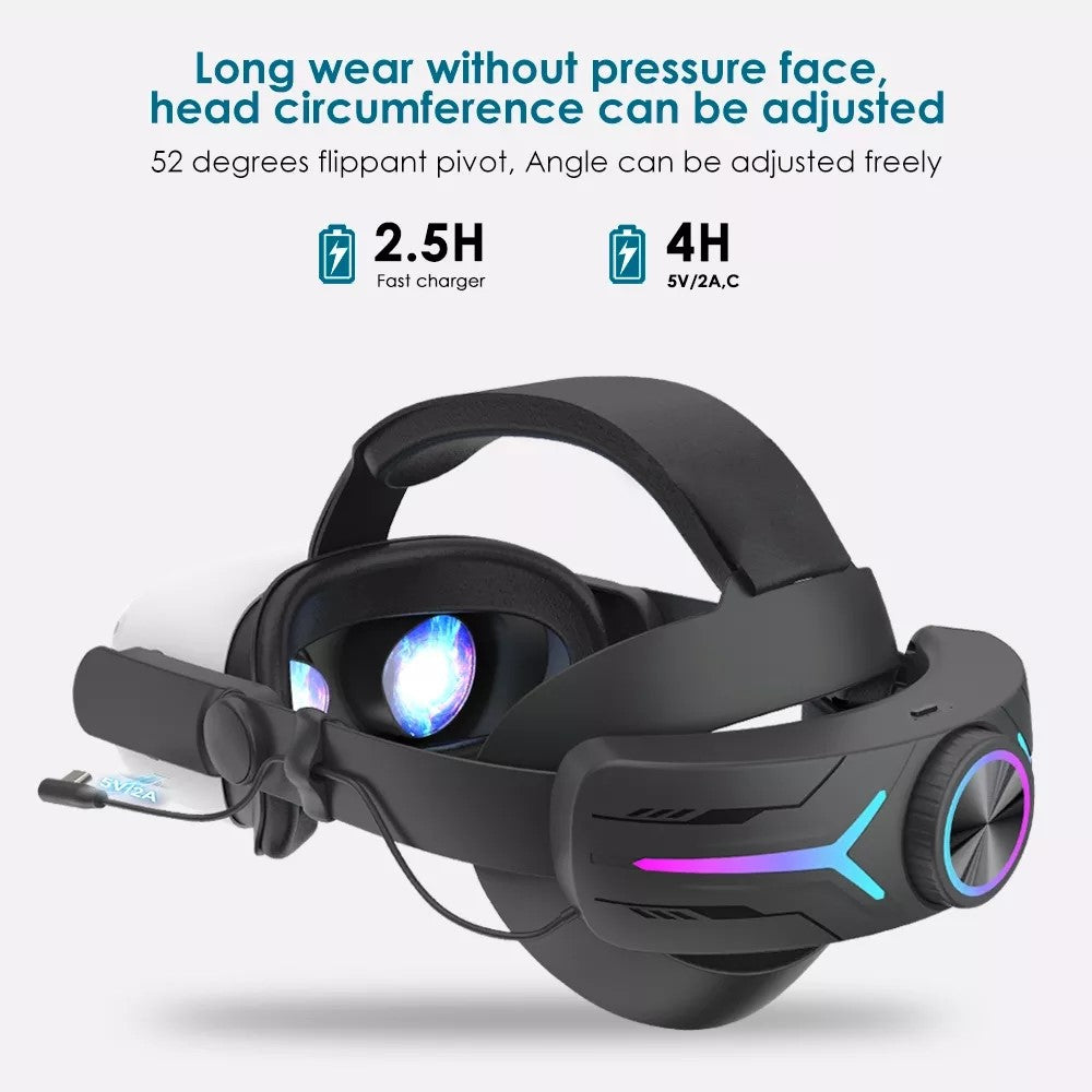 JY-HC2 For Oculus Quest 2 VR Glasses Headband Adjustable Head Strap with 8000mAh Battery