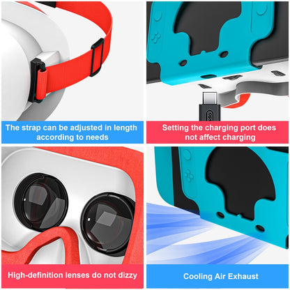 DEVASO VR Headset for Nintendo Switch Game Console Heat Dissipation Plastic Headband VR Glasses