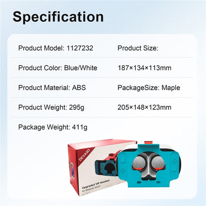 DEVASO VR Headset for Nintendo Switch Game Console Heat Dissipation Plastic Headband VR Glasses