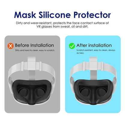 WOLMTT For Meta Quest 3 VR Silicone Eye Mask Anti-sweat Protective Cover