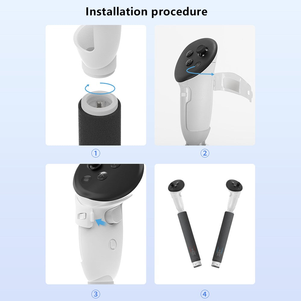 HIBLOKS Gamepad Stick for Oculus Quest 3 Handles Extension Controller Grips ABS+Sponge VR Controller