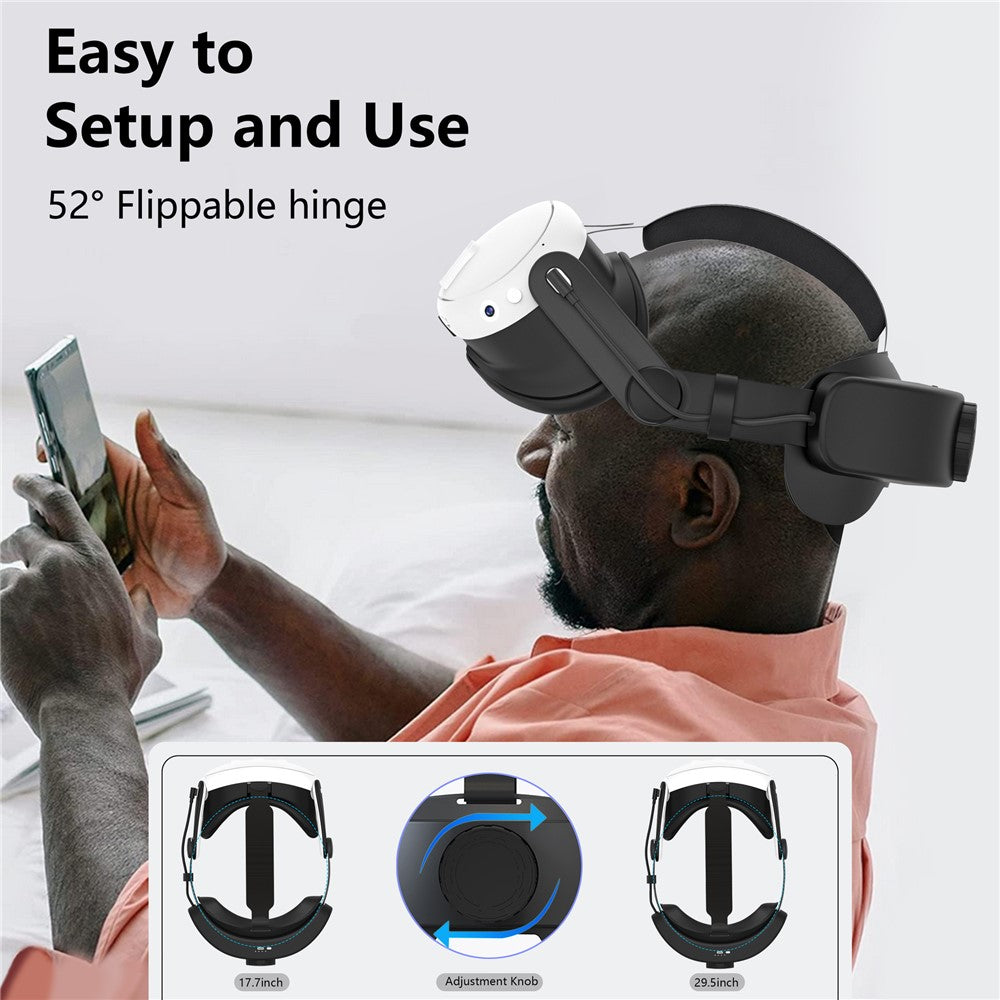 Adjustable Head Strap for Meta Quest 3 Headset VR Replacement Headband VR Accessories Built-In 6400mAh