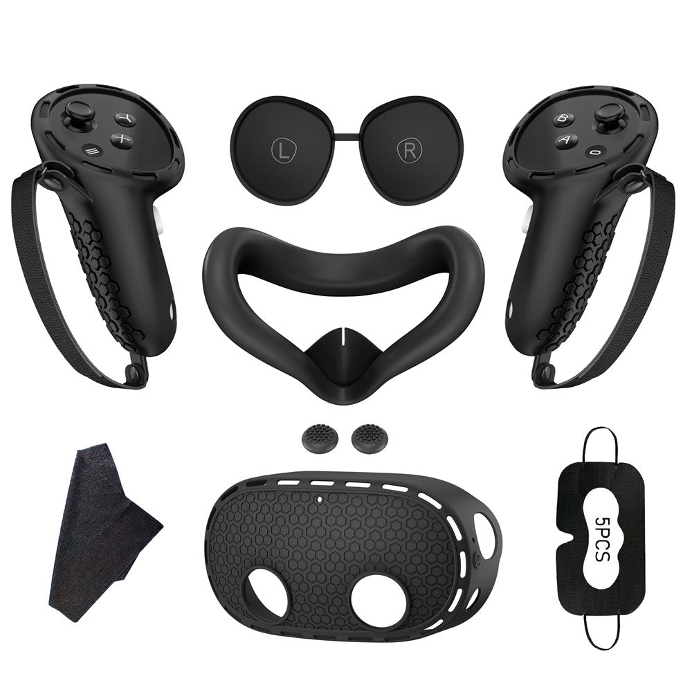 For Meta Quest 3S Silicone Accessory Set with VR Headset Cover  /  Controller Grips  /  Face Mask