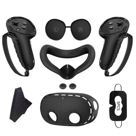 For Meta Quest 3S Silicone Accessory Set with VR Headset Cover  /  Controller Grips  /  Face Mask