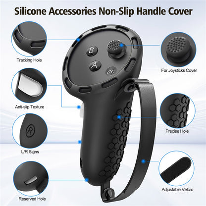 For Meta Quest 3S Silicone Accessory Set with VR Headset Cover  /  Controller Grips  /  Face Mask