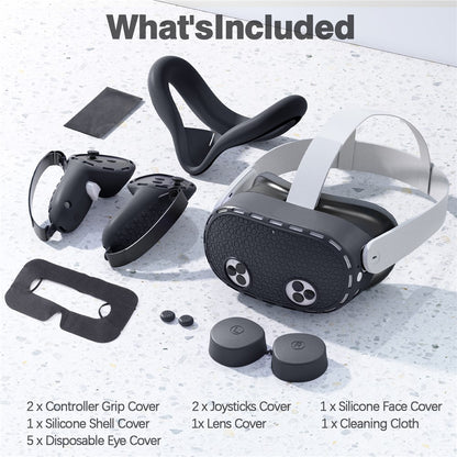 For Meta Quest 3S Silicone Accessory Set with VR Headset Cover  /  Controller Grips  /  Face Mask