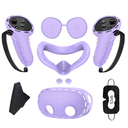 For Meta Quest 3S Silicone Accessory Set with VR Headset Cover  /  Controller Grips  /  Face Mask