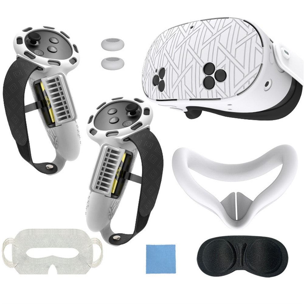 7Pcs Silicone Protective Case Set for Meta Quest 3S VR Headset Controller Grip Cover with Anti-Drop Damping Wavepoint Design