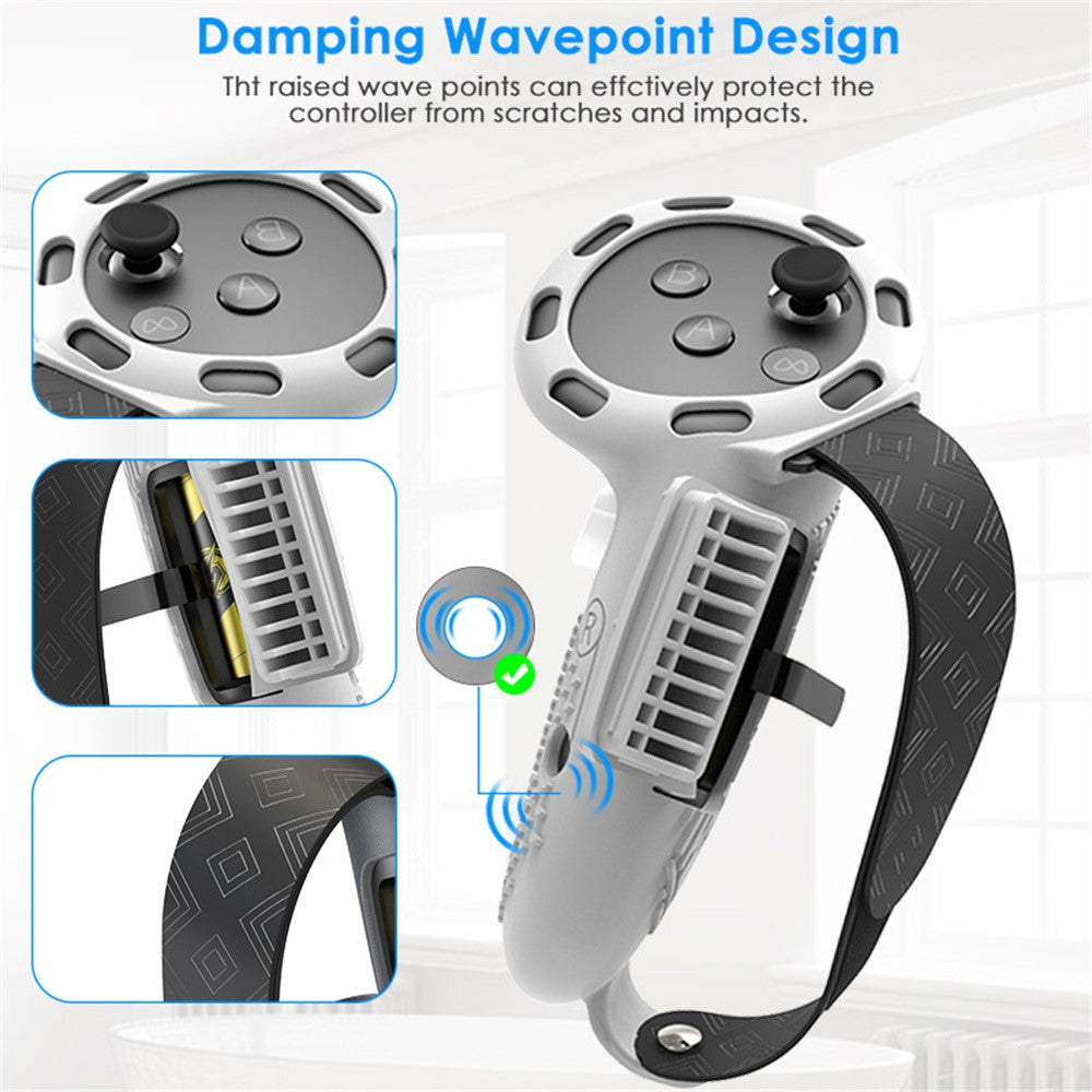 7Pcs Silicone Protective Case Set for Meta Quest 3S VR Headset Controller Grip Cover with Anti-Drop Damping Wavepoint Design